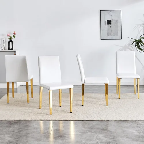 Miniatura 3 de Juego de 4 sillas de respaldo de piel sintética blanca con patas de metal plateado. La combinación perfecta, adecuada para estilos minimalistas