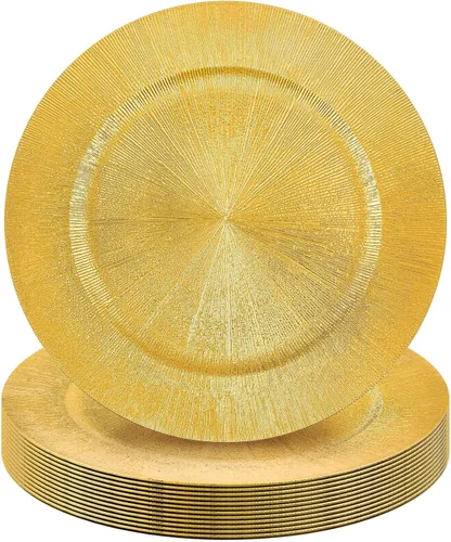 Miniatura 27 de Tanlade 50 Platos Base Plateados al Por Mayor, Plato Base Redondo de Plástico de 13", Platos Base Brillantes Plateados para Mesa, Platos de Servicio