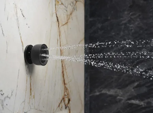 Miniatura 6 de KOHLER 26299-BL - Spray redondo de una sola función, rociador giratorio semiempotrado para pared de ducha, 2.5 GPM, negro mate Mate negro