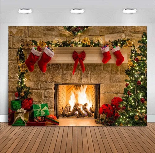 Miniatura 2 de Decoración del hogar con temática navideña, telón de fondo de fotografía, cabina de fotos, árbol de Navidad, chimenea, cumpleaños de niños, recién