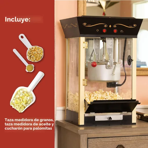 Miniatura 4 de Nostalgia Máquina para hacer palomitas de maíz - Carrito profesional con caldera de 8 onzas que hace hasta 32 tazas - Máquina de palomitas vintage