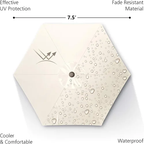 Miniatura 4 de Sombrilla de patio de 7.5 pies/9 pies, sombrilla de piscina con protección UV con poste resistente, sombrilla para exteriores con botón