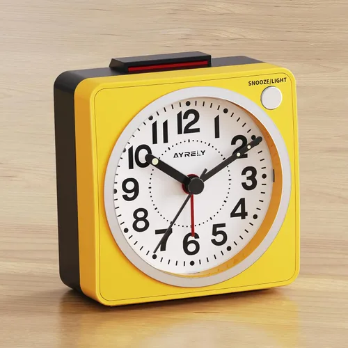 Miniatura 8 de AYRELY® Reloj despertador analógico de viaje ultra pequeño de 2.6 x 1.4 pulgadas, silencioso, sin tictac, con repetición y luz, reloj retro de Azul