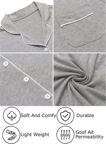 Miniatura 5 de Leikar Camisón de maternidad para mujer, pijama de lactancia de manga larga