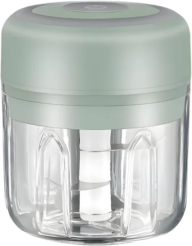 Mini procesador eléctrico de alimentos y picadora de ajo, 8.5 fl oz recargable por USB, picadora inalámbrica de un solo toque con 3 cuchillas de 8.5