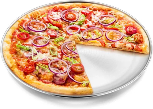 Miniatura 10 de P&P CHEF Bandeja de pizza para cocina casera, bandeja de pizza de acero inoxidable para hornear pizza, saludable, reutilizable y fácil de limpiar