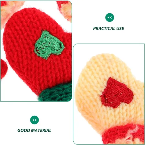 Miniatura 5 de EXCEART Guantes en miniatura, 16 piezas de mini guantes tejidos pequeños adornos de punto muñeca pequeña DIY suministros de manualidades DIY mini
