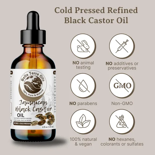 Miniatura 3 de Bella Terra Oils Aceite de ricino negro puro para cabello y piel – 1 galón, fortificante e hidratante, brillo, hidrata