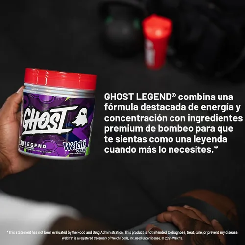 Miniatura 5 de GHOST Legend Polvo de Pre-Entrenamiento, Welch's Grape - 30 Porciones – Pre-Entrenamiento para Hombres y Mujeres con Colina, L-Citrulina, y Beta