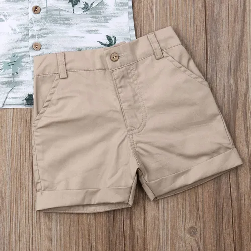 Miniatura 49 de Conjunto de camisa de manga corta con botones y pantalones cortos casuales con diseño de flamingo, para bebés y niños de 1 a 6 años, atuendos