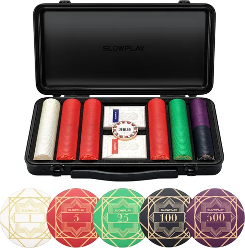 SLOWPLAY Nash - Juego de fichas de póquer de cerámica para Texas Hold'em, 300 piezas [con valores numerados], 1.49 pulgadas y 0.35 onzas cada una.