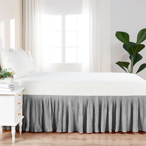 Miniatura 4 de Home Soft Things Falda de cama plisada de microfibra, diseño elegante envolvente de microfibra sólida con caída de 18 pulgadas, ropa de cama
