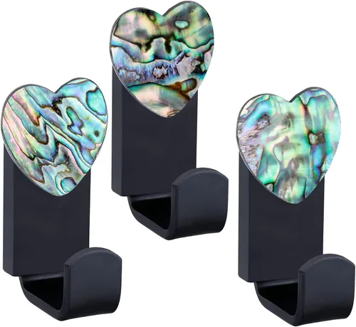 Miniatura 3 de Rockcloud Paquete de 2 ganchos para colgar en la pared de abulón con tornillos, ganchos de pared para dormitorio, sala de estar, cocina, hogar