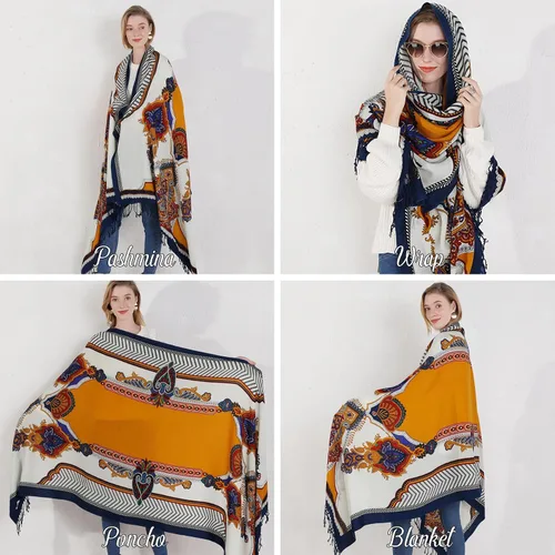 Miniatura 170 de DANA XU Manta de pashmina extragrande 100% de lana merina, bufanda de viaje, bufanda de cachemira para mujer, otoño e invierno, chal de gran