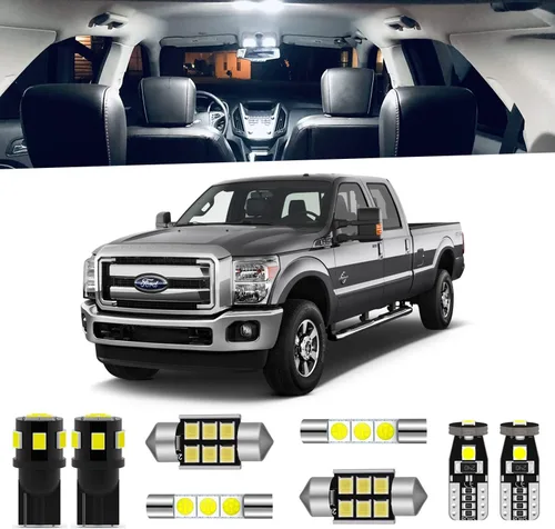Kit de 14 luces LED interiores F250 F350 para Ford F-250 F-350 1999-2016 Super Duty Blanco 6000K paquete de iluminación LED interior + luces de