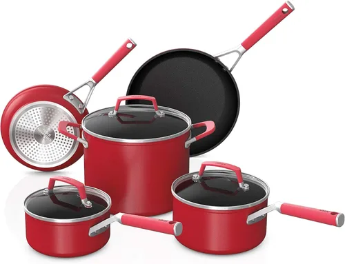 Ninja C28000 Foodi NeverStick Vivid - Juego de utensilios de cocina de 8 piezas con tapas, antiadherentes, duraderos y aptos para horno hasta 400