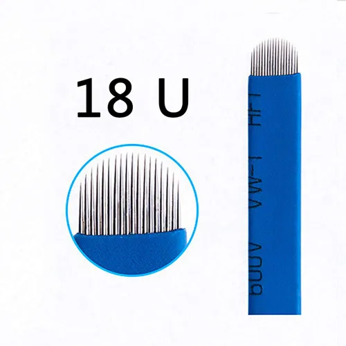 Miniatura 4 de Pinkiou Agujas de microblading de henna para cejas, desechables, grado médico, SUS316, 18U, hoja de microcuchilla para laminación de cejas