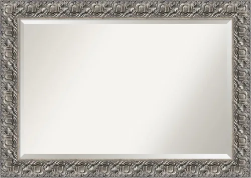 Miniatura 10 de Amanti Art Espejo de baño de madera, espejo de pared Luxor plateado para usar como espejo de tocador de baño sobre fregadero