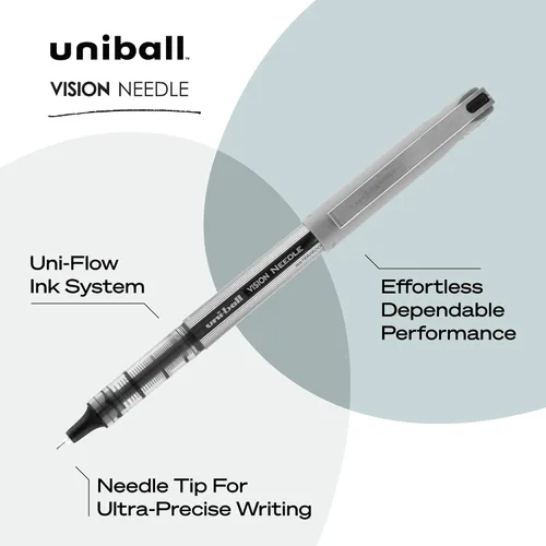 Miniatura 4 de uni-ball (R) Vision 60126 - Bolígrafos de punta fina, 0.028 in, barril gris, tinta negra, paquete de 12