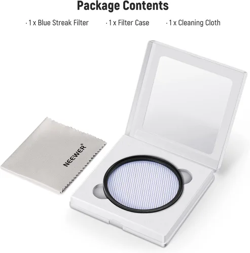 Miniatura 8 de NEEWER Filtro de rayas azules de 2.047 in, vidrio óptico HD giratorio de 360 °, filtro de lente de efectos especiales de llamarada anamórfica, marco