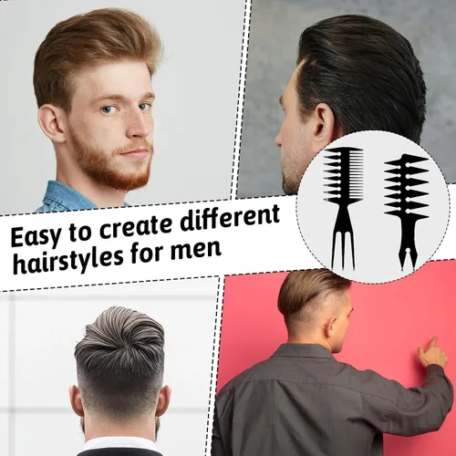 Miniatura 4 de 2 peines de textura para hombres de cabello de doble cara, peines de pelo de cabeza de aceite para salón profesional y peluquería, dos estilos
