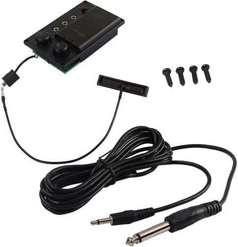 Miniatura 6 de Alnicov Negro eléctrico violín silencioso EQ Pickup Piezo con enchufe agujero cable violín traje cuerdas instrumentos piezas