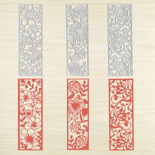 Miniatura 5 de Estivaux 3 troqueles de corte con marco de hojas y flores para hacer tarjetas, marco rectangular con flores de vid, plantilla de grabado de metal