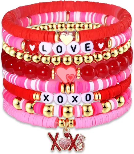 Miniatura 229 de Surfer Heishi - Pulseras apilables para mujer, apilables, de vinilo arcoíris, disco de arcilla, pulseras elásticas para la amistad, joyería bohemia