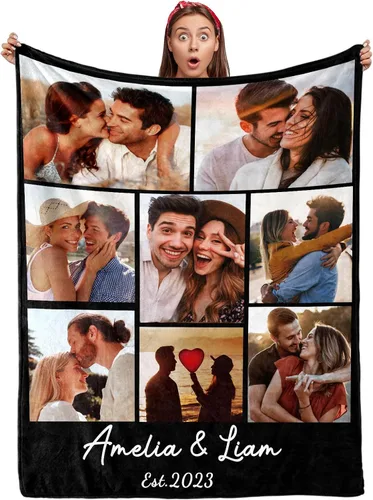 Miniatura 14 de Envío al día siguiente, manta personalizada para parejas con fotos, manta de franela personalizada, regalos para novio, novia, manta personalizada