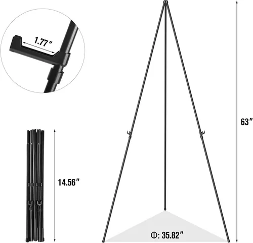Miniatura 3 de Aredy - Soporte de caballete para letrero, caballete portátil de pintura de 63 pulgadas, caballetes de metal ligero para pintar lienzo, letrero