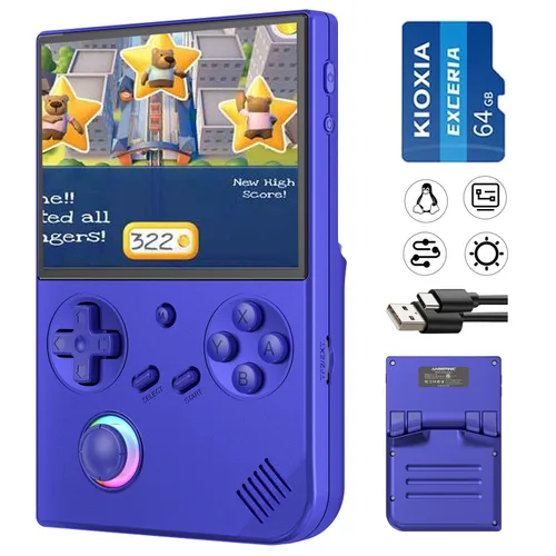 Miniatura 8 de Consola de juegos retro G350, sistema Linux RK3326 G350, consola de juegos portátil incorporada 64G TF Card 4371, pantalla IPS de 3.5 pulgadas