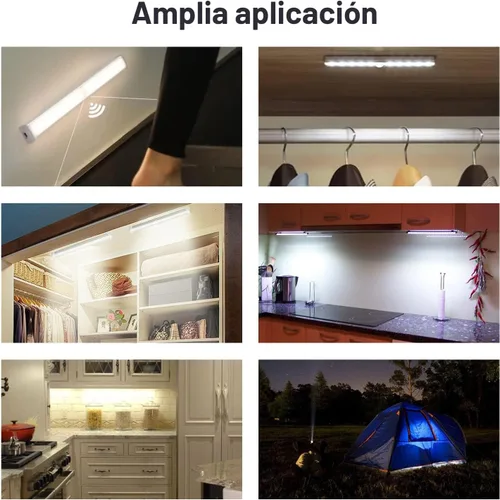 Miniatura 6 de CCBASEBALL Luces de paso para RV activadas por movimiento, tira de luz LED de 10 ledes con sensor de movimiento operada por batería, luz nocturna