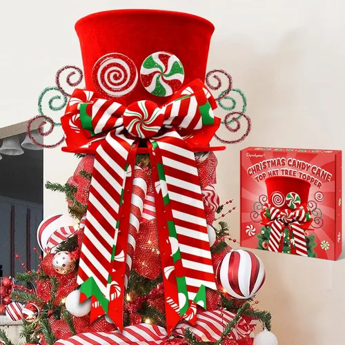 Miniatura 8 de CiyvoLyeen Adorno de Árbol de Navidad de Pan de Jengibre, Sombrero Rojo Superior con Galletas de Casa de Pan de Jengibre de Bastón de Caramelo, Pan