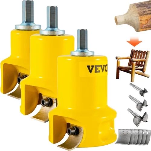 VEVOR Cortador de costillas, 2,5 cm/1" & 3,8 cm/1,5" & 5,1 cm/2", Cortador de muebles de madera de aluminio y acero premium, con cuchillas curvas