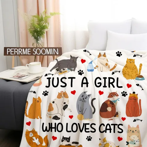 Miniatura 5 de Manta de gato de regalo para mujeres y niñas, amantes de los gatos, manta suave y ligera para viajes, camping, sofá, sala de estar, 60 x 50 pulgadas