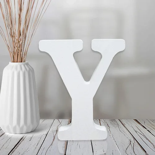 Miniatura 26 de AOCEAN Letras de madera blanca de 4 pulgadas sin terminar para decoración de pared, letras decorativas de pie en rodajas, decoración de tablero