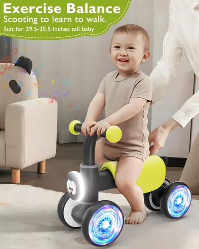 Miniatura 6 de Bicicleta de equilibrio para niños pequeños con ruedas brillantes y coloridas, juguetes para bebés de 1 año, niños y niñas, bicicleta de equilibrio