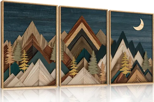 Miniatura 50 de HPINUB - Lienzo decorativo abstracto moderno para pared, juego de 3 impresiones artísticas enmarcadas, pintura de pared grande en blanco y negro, 16