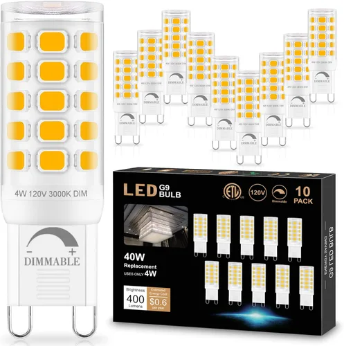Miniatura 17 de Bombilla LED G9 regulable de 2700 K blanco cálido suave, paquete de 6, T4 G9 de 4 W de reemplazo para 40 vatios de halógeno, base cerámica de doble