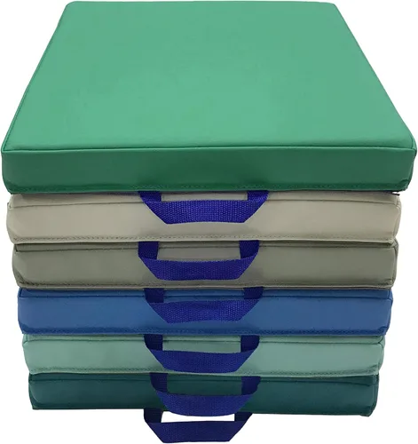 Miniatura 12 de Factory Direct Partners SoftScape - Cojines de piso cuadrados de 15 pulgadas con asas para salón de clases; asientos flexibles para guardería