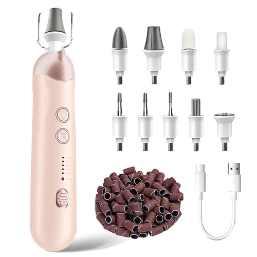 Miniatura 11 de Kit profesional de manicura y pedicura, juego de limas eléctricas inalámbricas, herramientas de pedicura recargables para pies, 5 velocidades