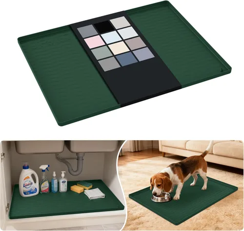 Miniatura 108 de URMONA Tapete de silicona impermeable para debajo del fregadero, 34 x 22 pulgadas, forro para estante de cocina y baño, protector de gabinetes