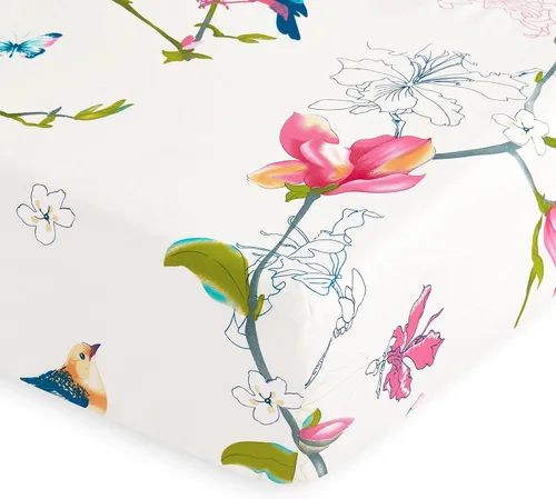 Miniatura 4 de Wake In Cloud - Sábanas florales, 100% algodón, juego de sábanas de 4 piezas, ropa de cama estética botánica bohemia con estampado de pájaros, Rosa