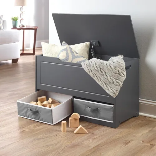 Miniatura 6 de Badger Basket Caja de juguetes y banco de almacenamiento, combo de pecho y asiento con 2 cestas reversibles, tapa de bisagra de seguridad