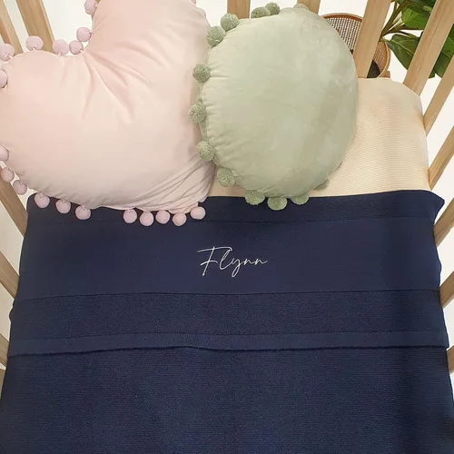 Miniatura 2 de Manta con nombre personalizado de peltre, 100 % algodón, con nombre bordado, moisé/cochecito (30 x 40 pulgadas), manta para recién nacido, manta