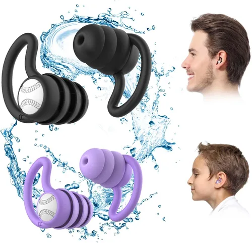 Miniatura 14 de Tapones para los oídos de natación impermeables, 1 par de tapones de silicona para los oídos para adultos y niños, tapones para los oídos