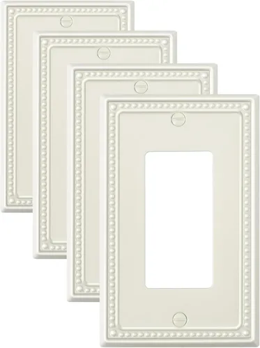 Miniatura 91 de Paquete de 4 placas de cubierta para interruptor de luz de palanca individual, cubiertas decorativas de perlas, placa de pared de metal almendra