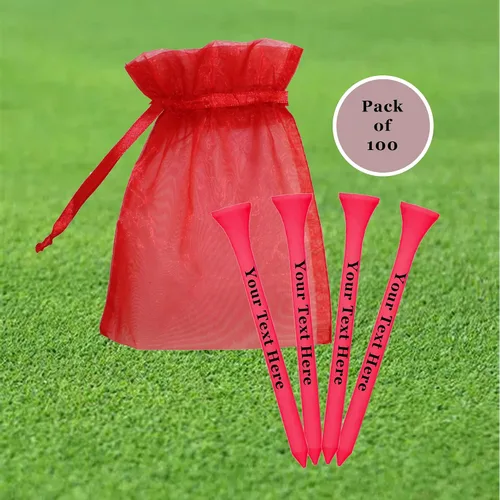Miniatura 2 de 100 camisetas de golf de madera rosa personalizadas de 2 3/4 pulgadas • Sube tu propio texto