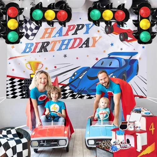 Miniatura 3 de 4 globos de semáforo de 23.3 x 31.7 pulgadas, suministros de decoración de fiesta de cumpleaños de coches de carreras