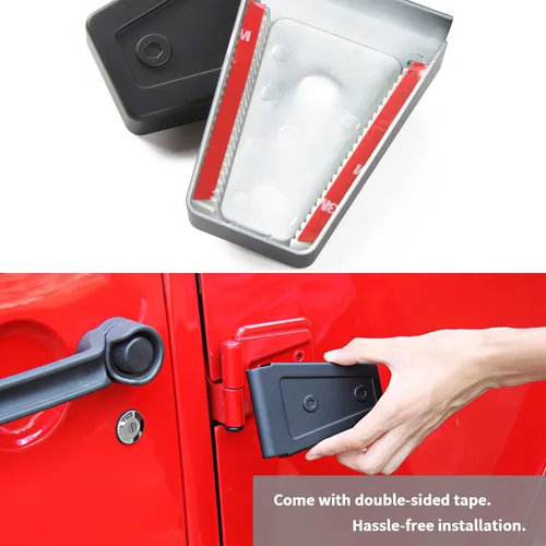 Miniatura 6 de JeCar Cubiertas de Bisagras de Puerta ABS Accesorios Exteriores para Jeep Wrangler JK JKU 2007-2018, Negro